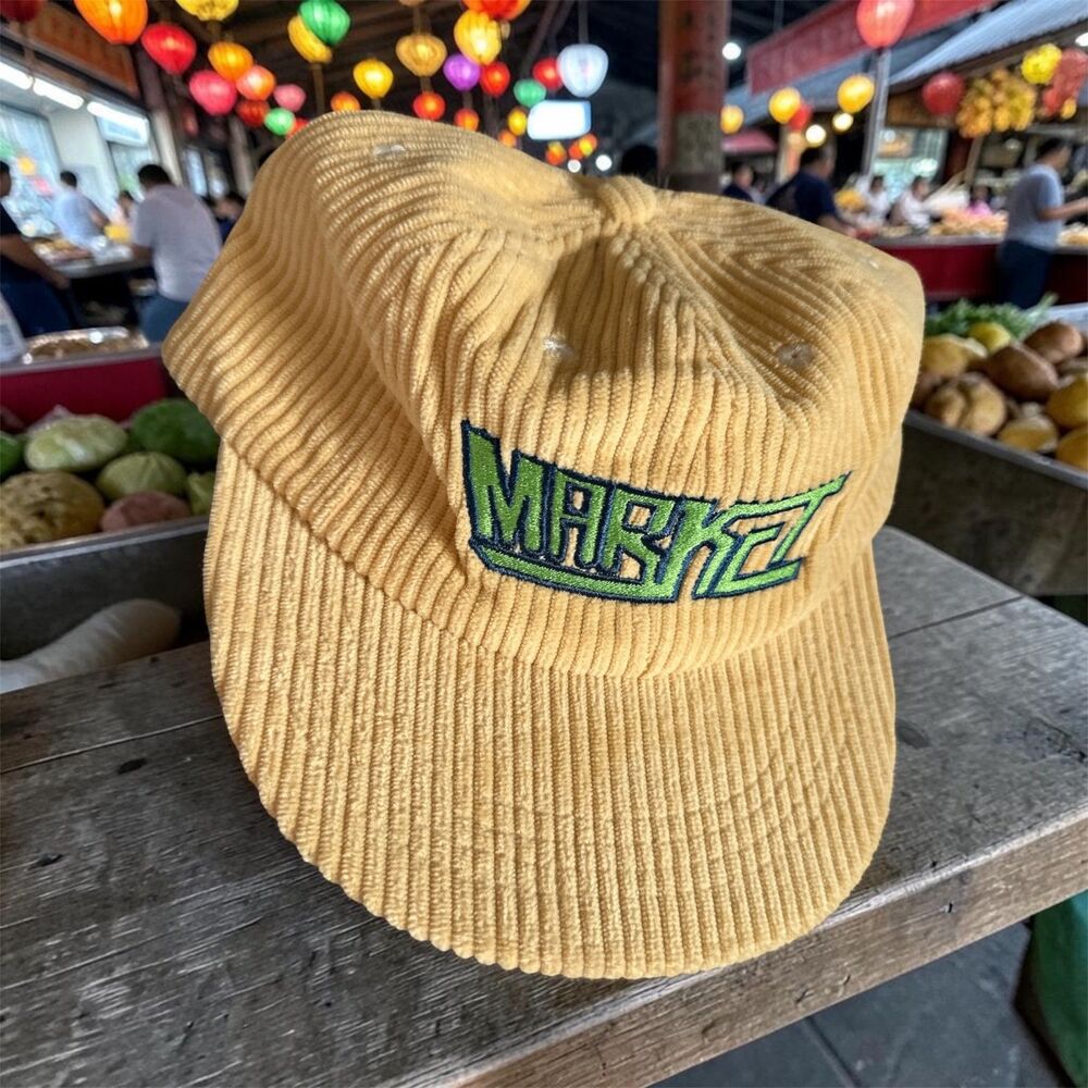 MARKET Yellow Corduroy Cap – Green Arch Logo  Adjustable NWOT